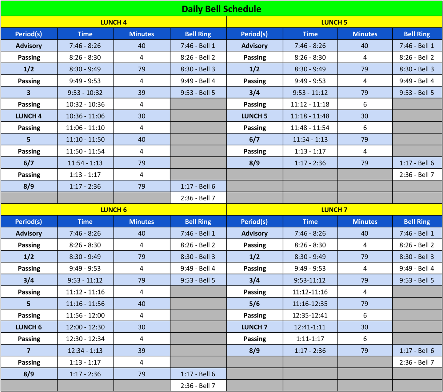 24-25 Regular Bells